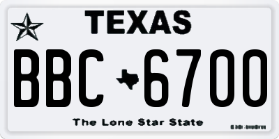 TX license plate BBC6700