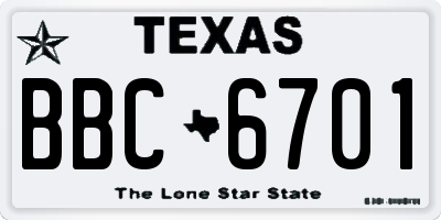 TX license plate BBC6701