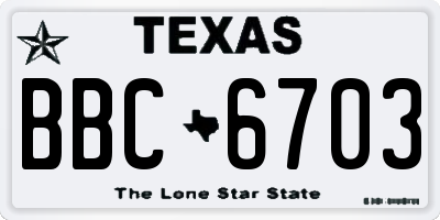 TX license plate BBC6703