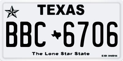 TX license plate BBC6706