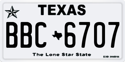TX license plate BBC6707