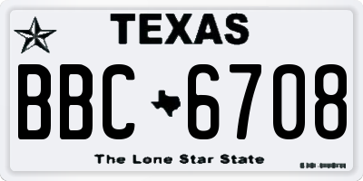 TX license plate BBC6708