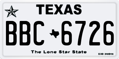 TX license plate BBC6726
