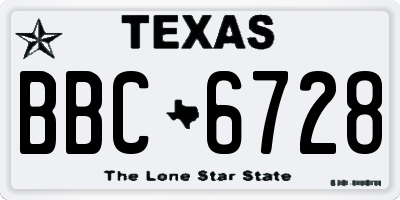 TX license plate BBC6728