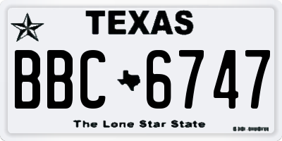 TX license plate BBC6747
