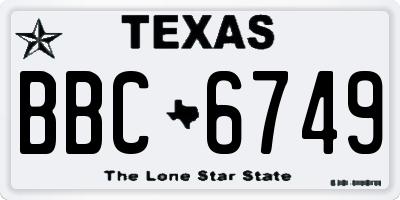 TX license plate BBC6749