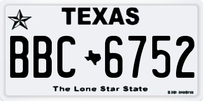 TX license plate BBC6752