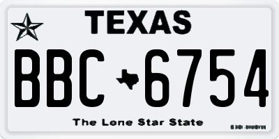 TX license plate BBC6754