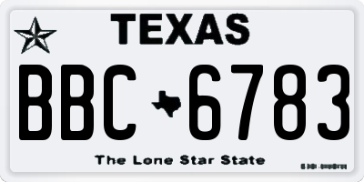 TX license plate BBC6783