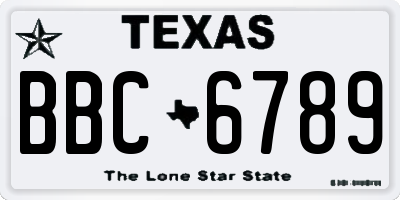 TX license plate BBC6789