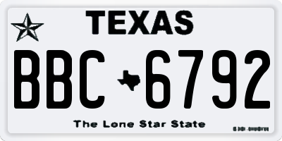TX license plate BBC6792