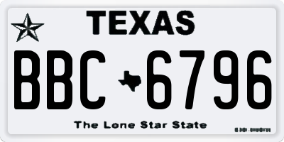 TX license plate BBC6796