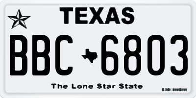 TX license plate BBC6803