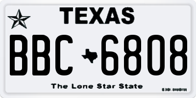 TX license plate BBC6808