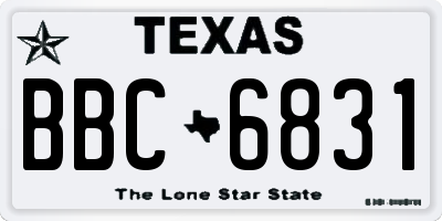 TX license plate BBC6831