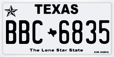 TX license plate BBC6835