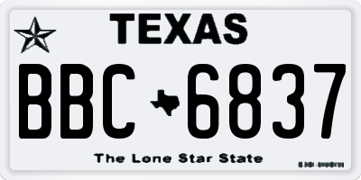 TX license plate BBC6837