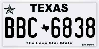 TX license plate BBC6838