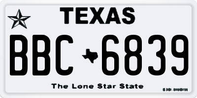 TX license plate BBC6839