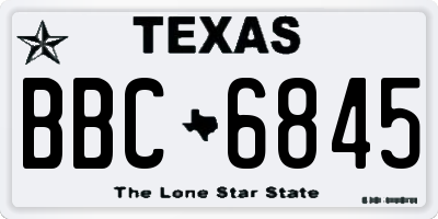 TX license plate BBC6845