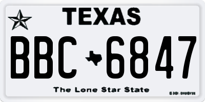 TX license plate BBC6847