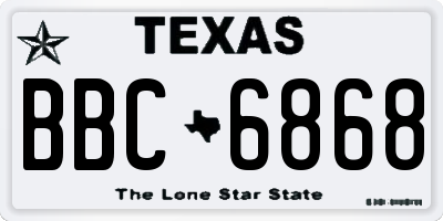 TX license plate BBC6868