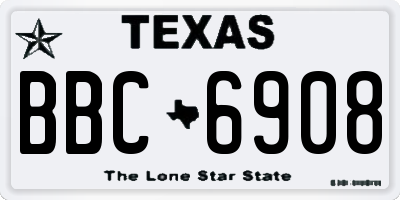 TX license plate BBC6908