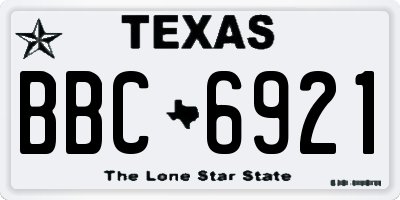TX license plate BBC6921