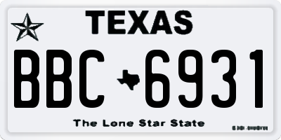 TX license plate BBC6931