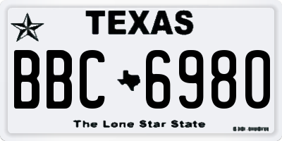 TX license plate BBC6980