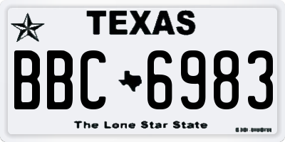 TX license plate BBC6983
