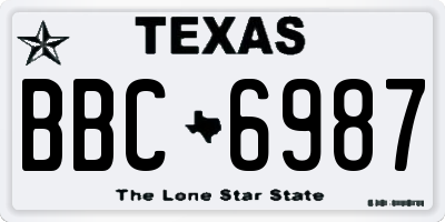 TX license plate BBC6987