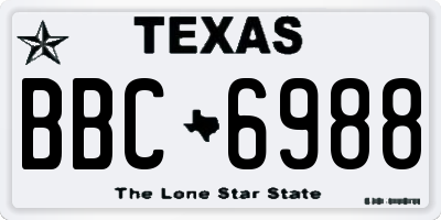 TX license plate BBC6988