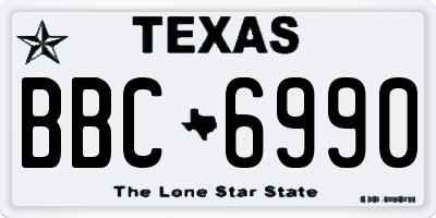 TX license plate BBC6990