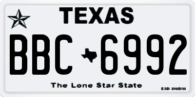 TX license plate BBC6992