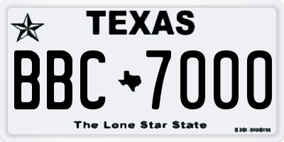 TX license plate BBC7000