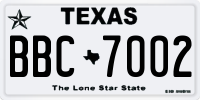 TX license plate BBC7002