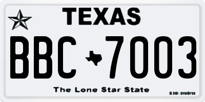 TX license plate BBC7003