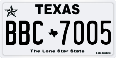 TX license plate BBC7005