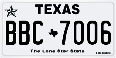 TX license plate BBC7006