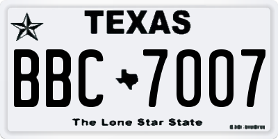TX license plate BBC7007