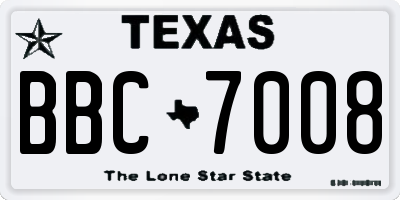 TX license plate BBC7008