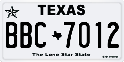 TX license plate BBC7012