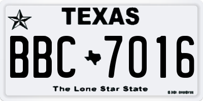 TX license plate BBC7016
