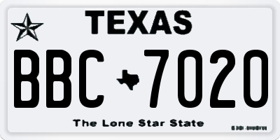 TX license plate BBC7020