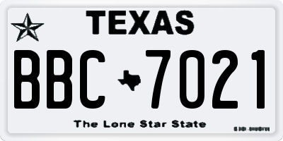 TX license plate BBC7021