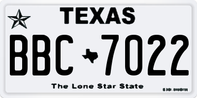 TX license plate BBC7022