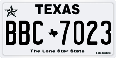 TX license plate BBC7023