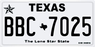 TX license plate BBC7025