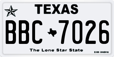 TX license plate BBC7026